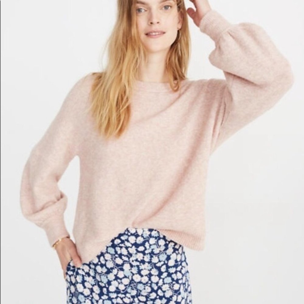 Madewell Striped Gladwell Balloon-Sleeve Pullover Sweater Size S
